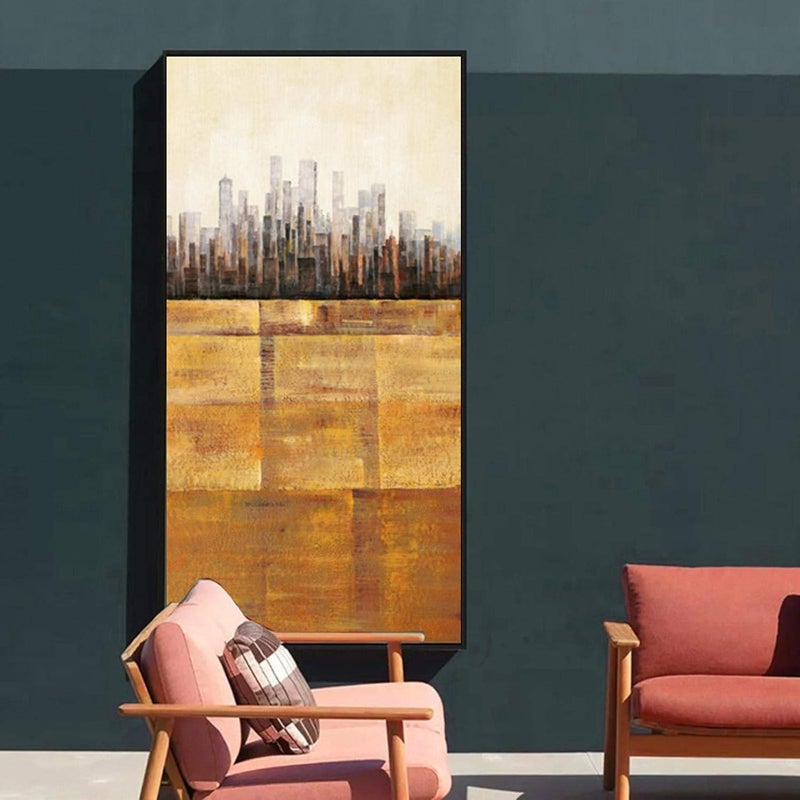 Abstract Cityscape Painting Canvas Wall Art - Image 3